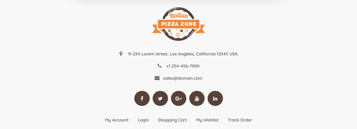 PizzaZone - Footer Columns Frontend