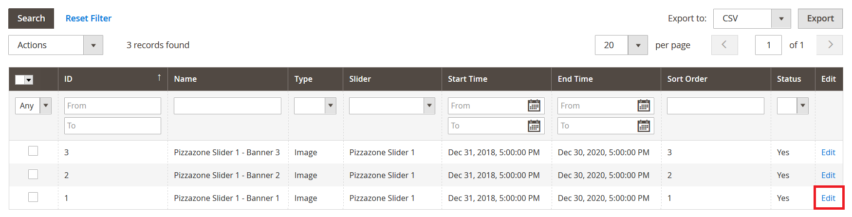 PizzaZone - Manage Banner