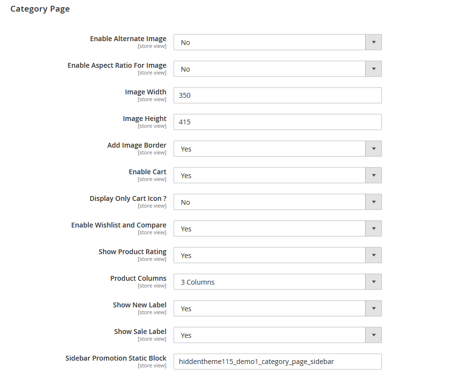 Plus - Category Page Configuration
