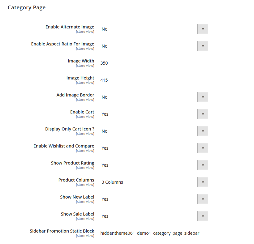 Shopkart  - Category Page Configuration