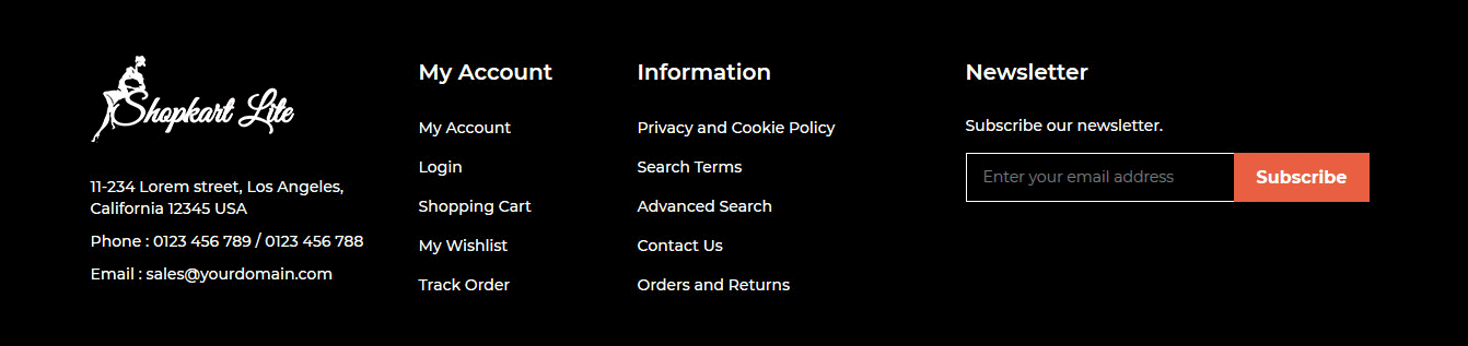Shopkart  - Footer Columns Frontend