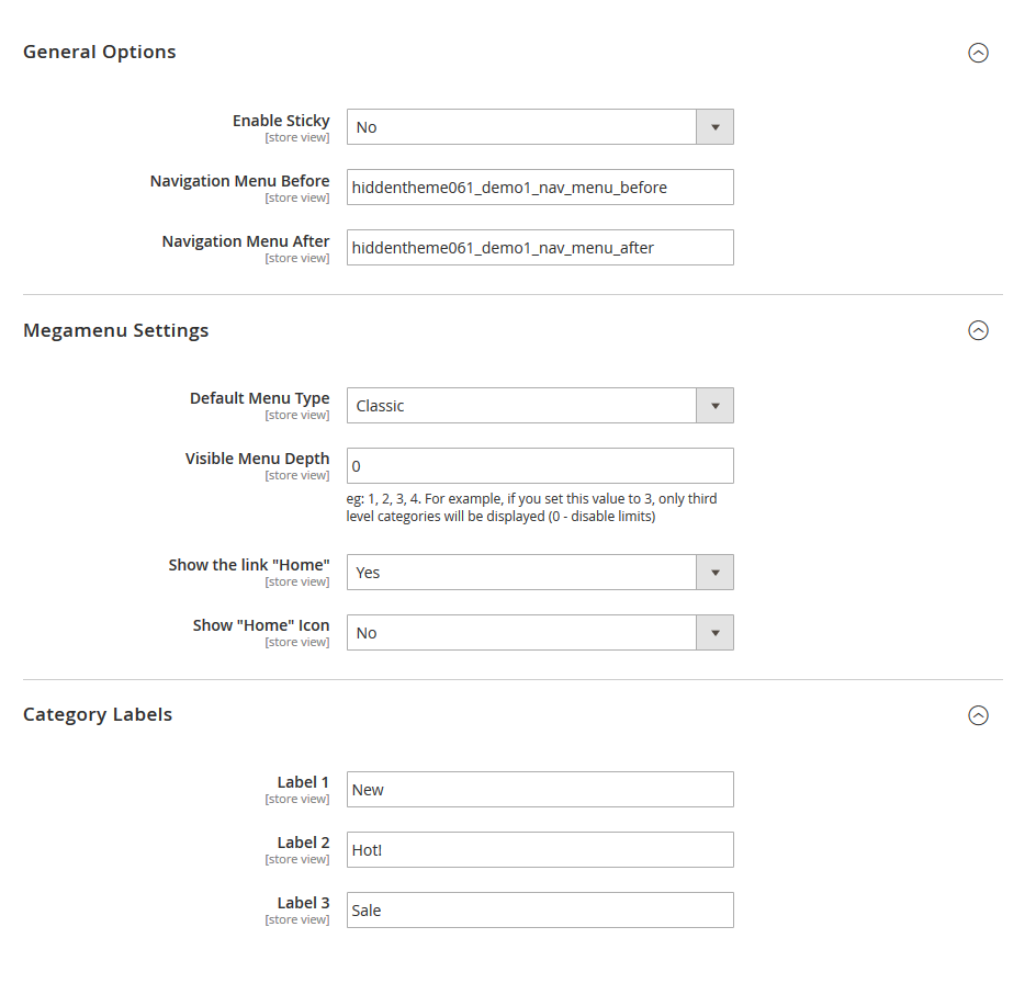 Shopkart  - Menu Configuration