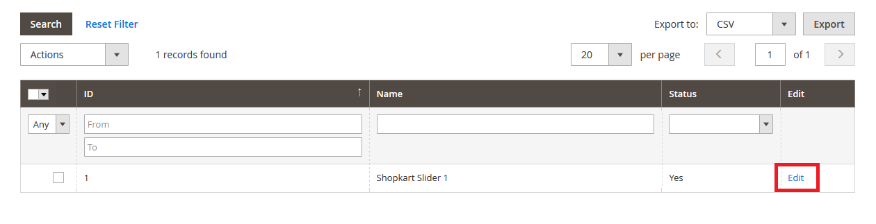 Shopkart  - Manage Slider
