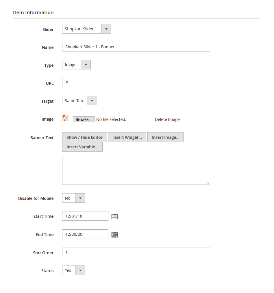 Shopkart  - Edit Banner