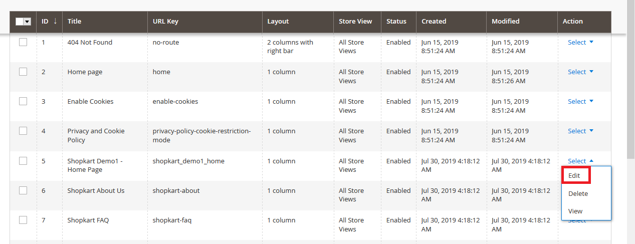 Shopkart  - Edit Home Page