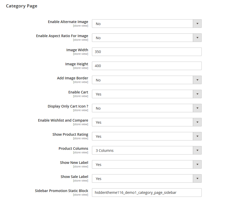 Spices - Category Page Configuration
