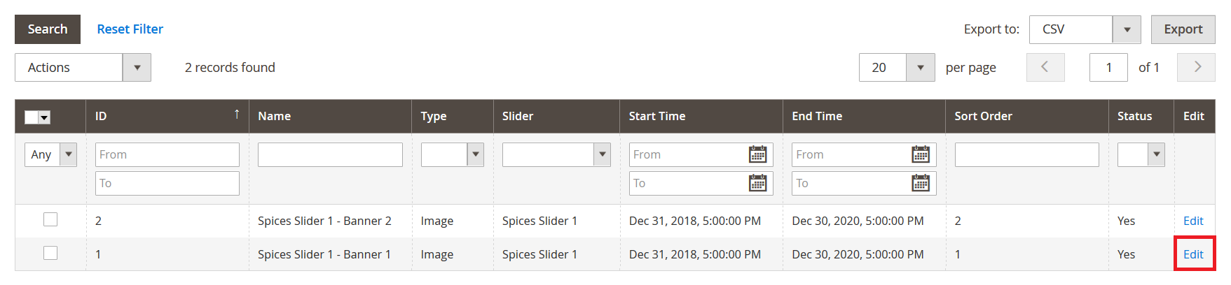 Spices - Manage Banner