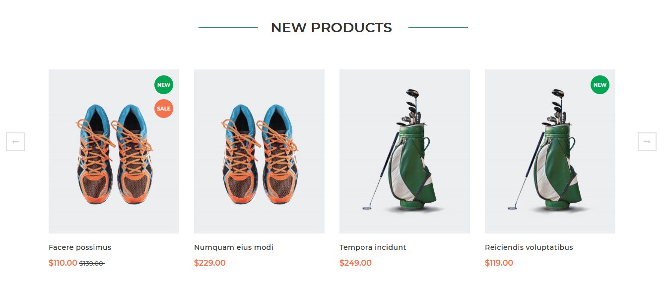 SportSense - Homepage New Product Widget
