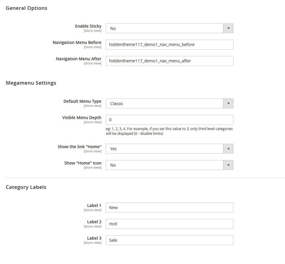 Start - Menu Configuration