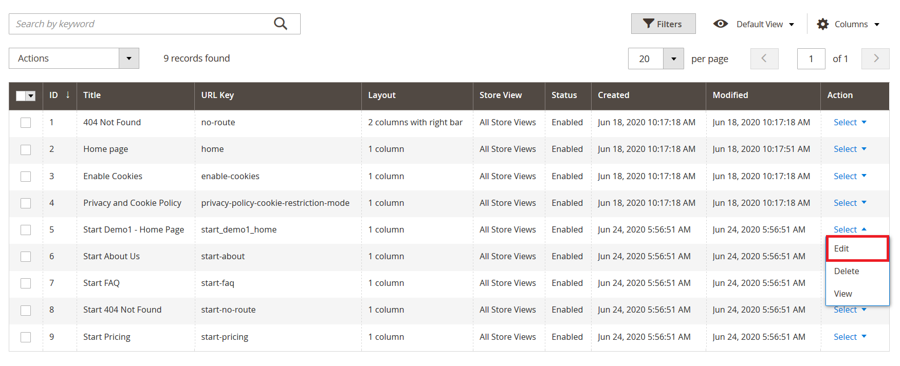 Start - Edit Home Page