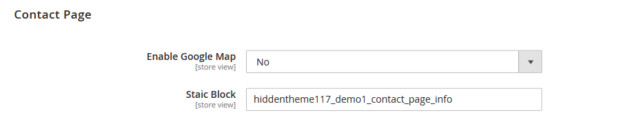 Start - Contact Page Settings