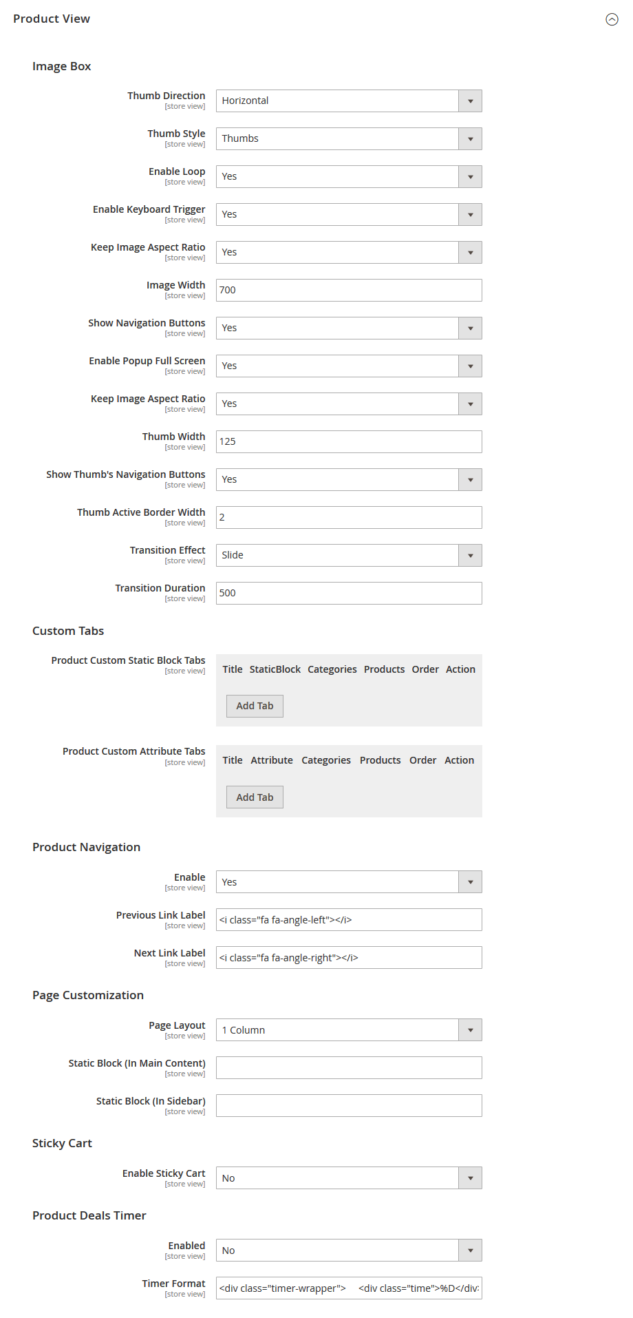 StayFit - Product Page Configuration
