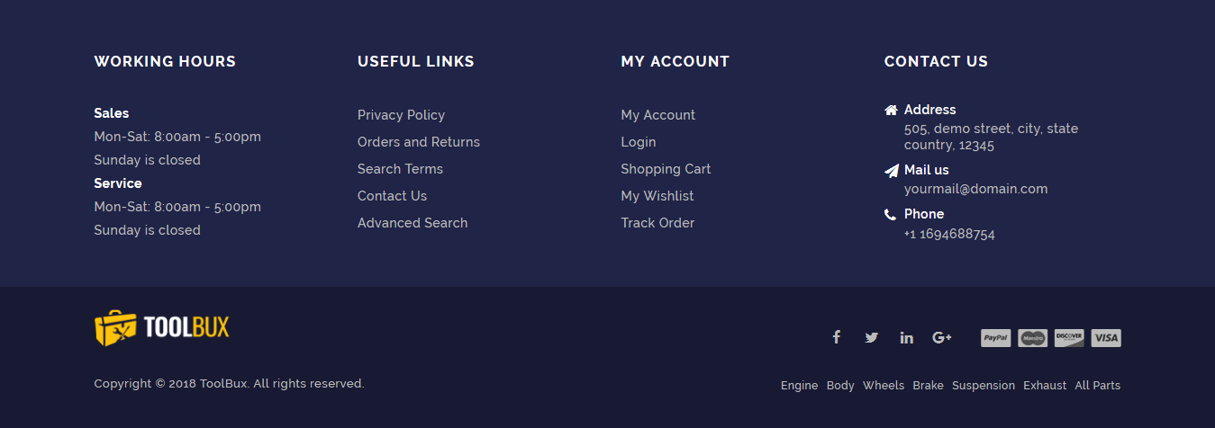 ToolBux - Footer Columns Frontend
