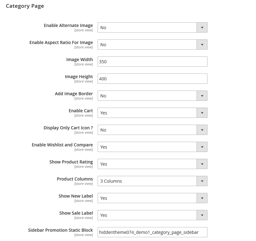 Vitamin - Category Page Configuration