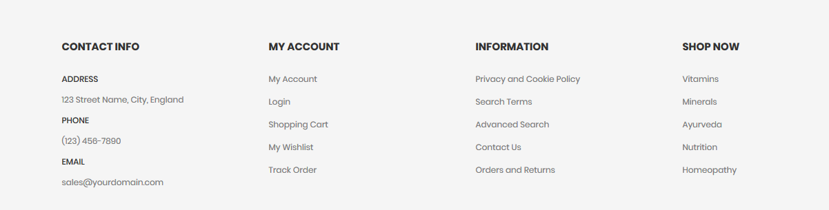 Vitamin - Footer Columns Frontend
