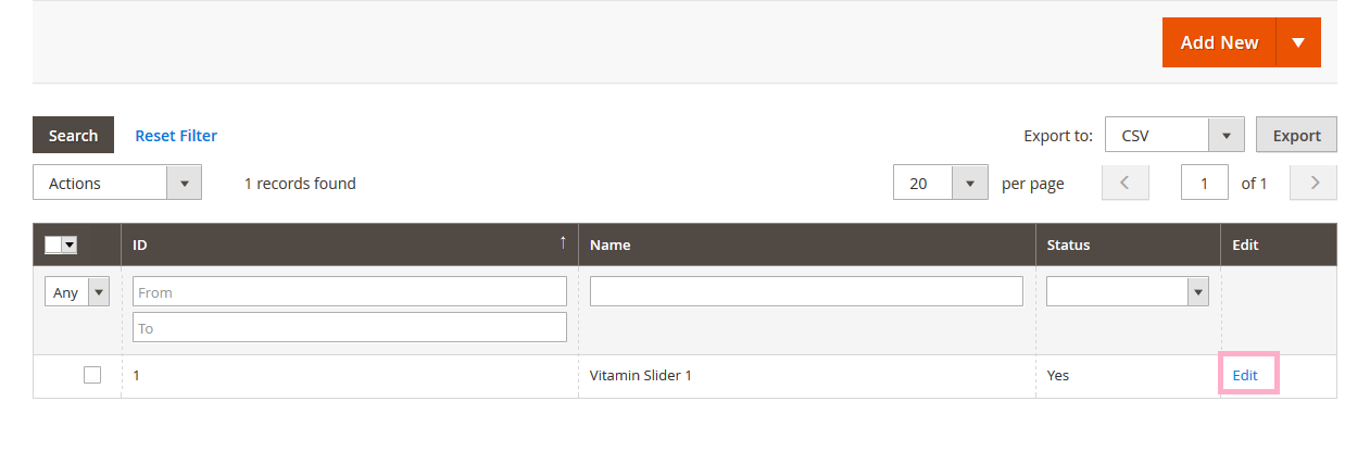 Vitamin - Manage Slider
