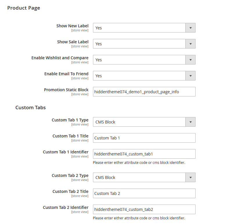 Vitamin - Product Page Configuration