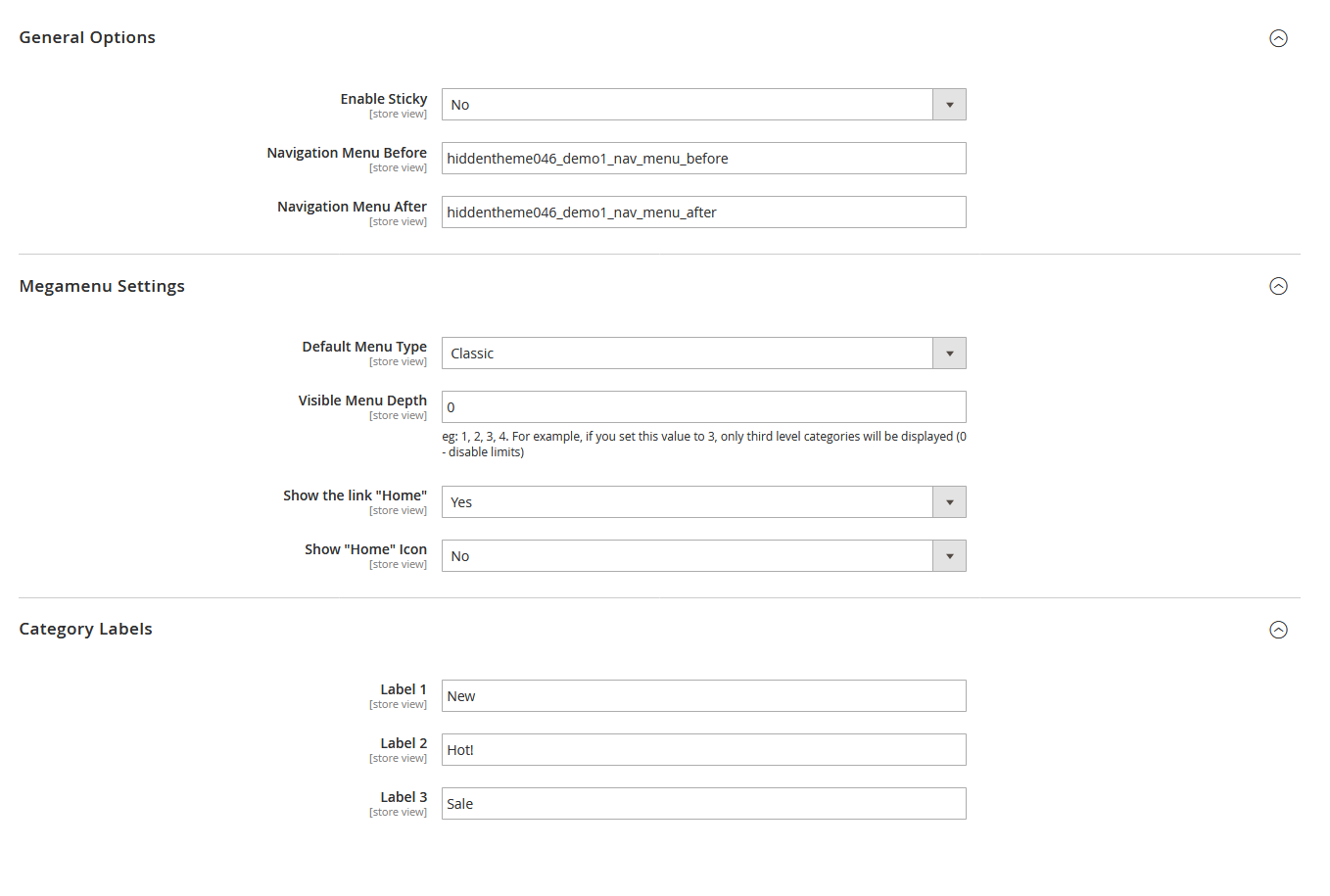 WineClub - Menu Configuration