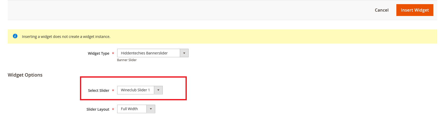 WineClub - Add Slider Widget
