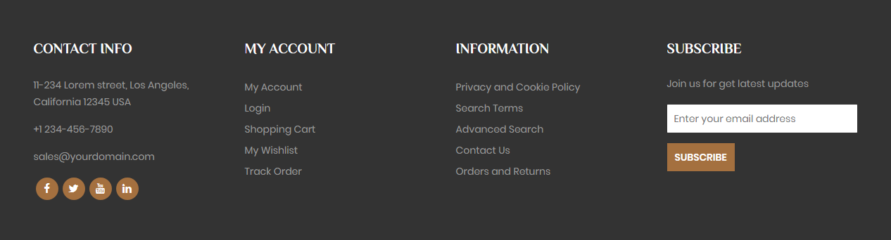 WoodArt - Footer Columns Frontend