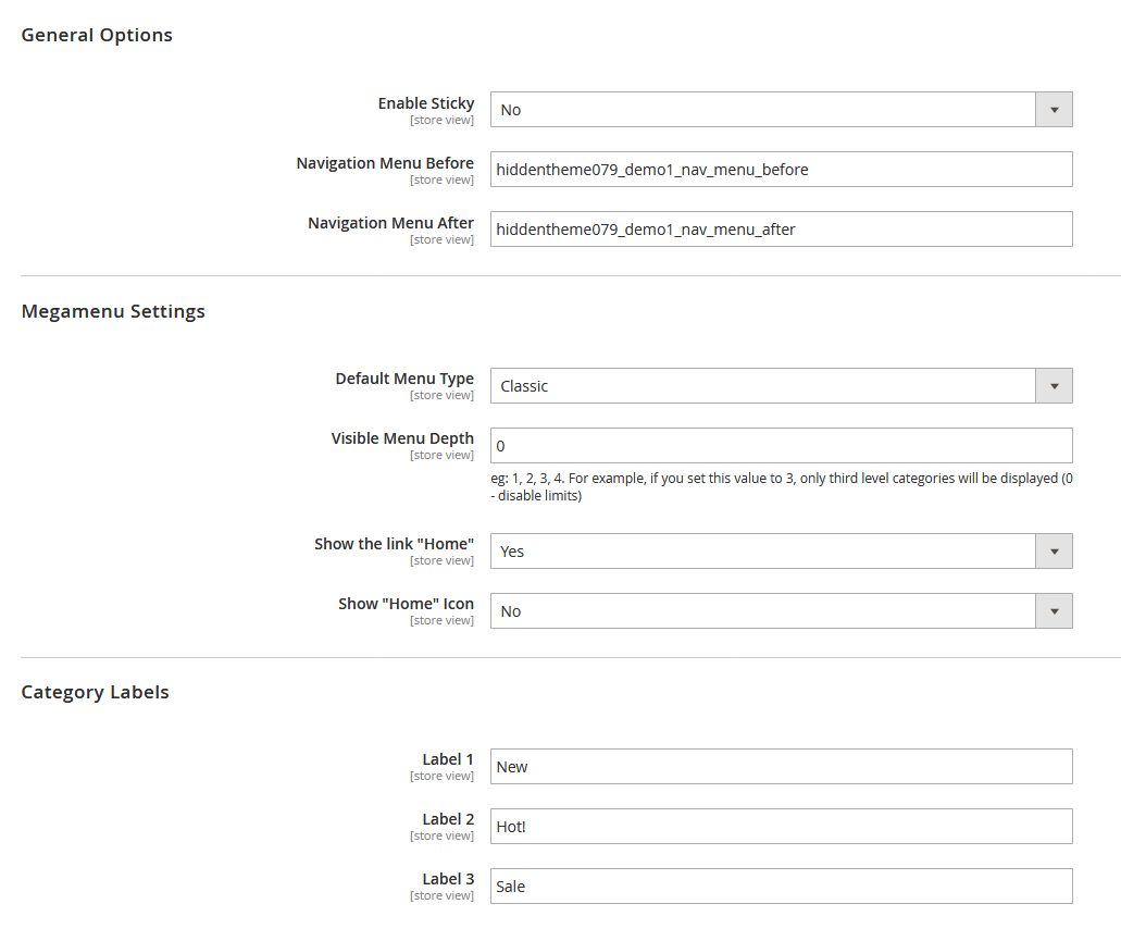WoodArt - Menu Configuration