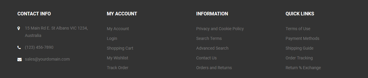 Wooden - Footer Columns Frontend