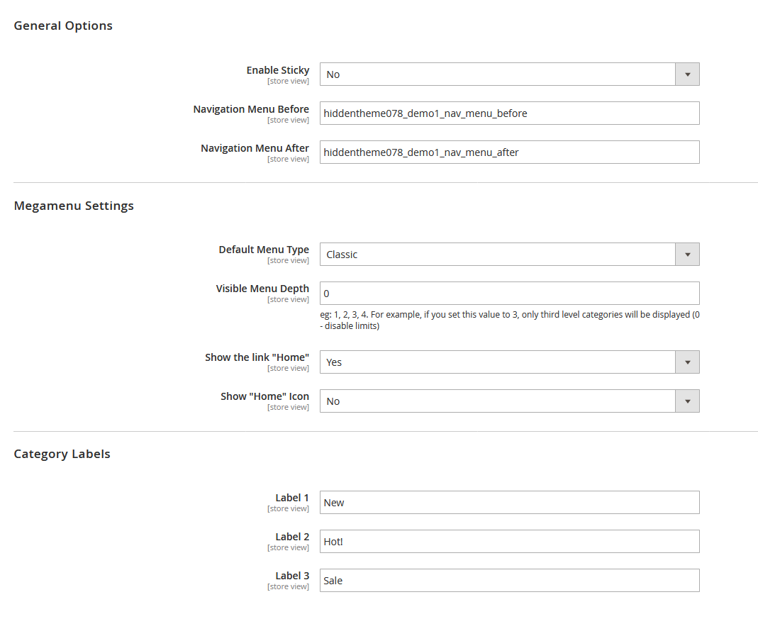 Wooden - Menu Configuration