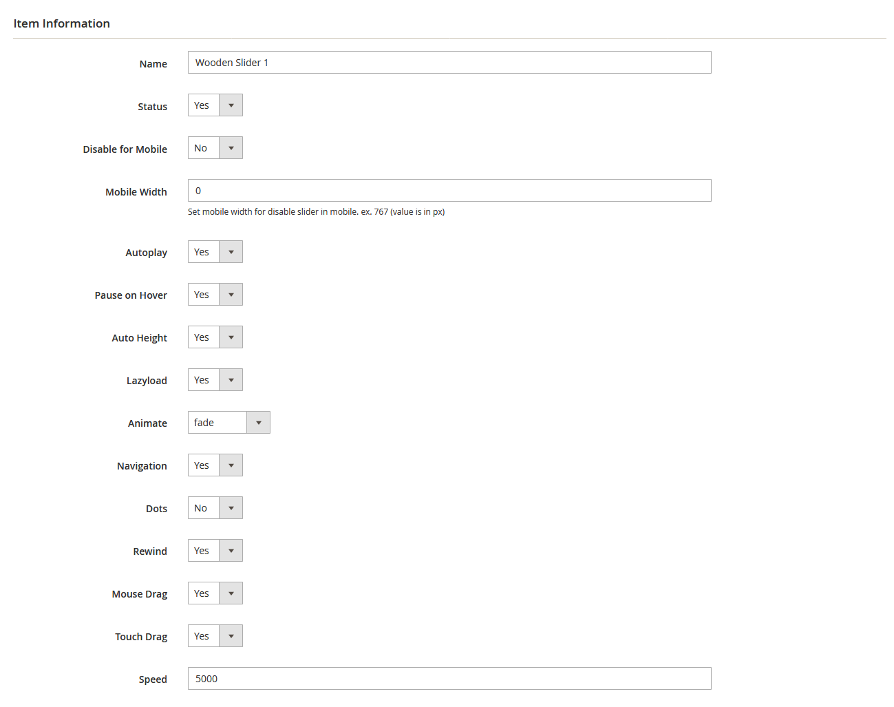 Wooden - Edit Slider