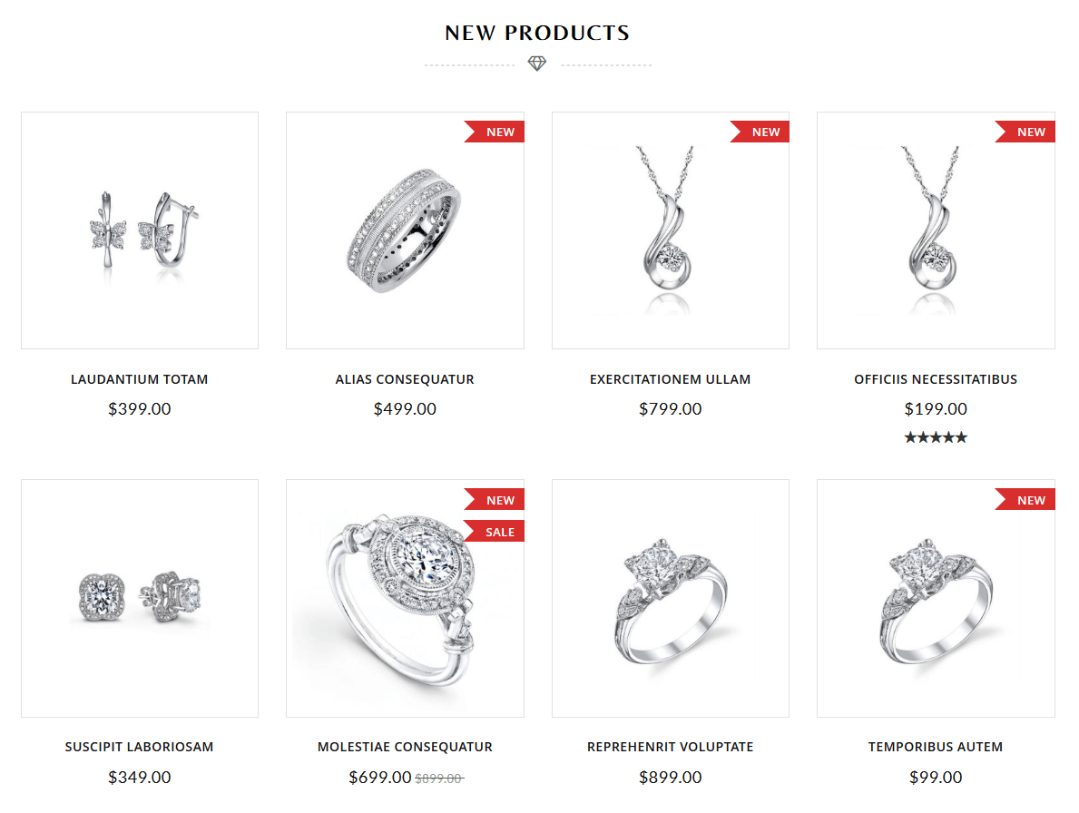 Zewelry - Homepage New Product Widget