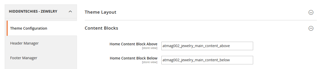 Zewelry - Homepage Content Options