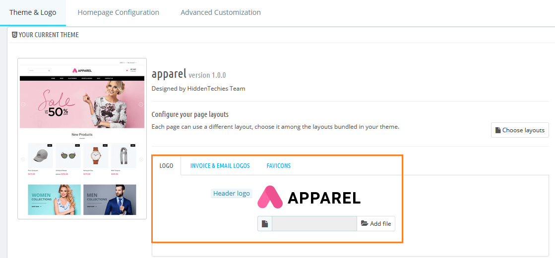 Add Your Theme Logo