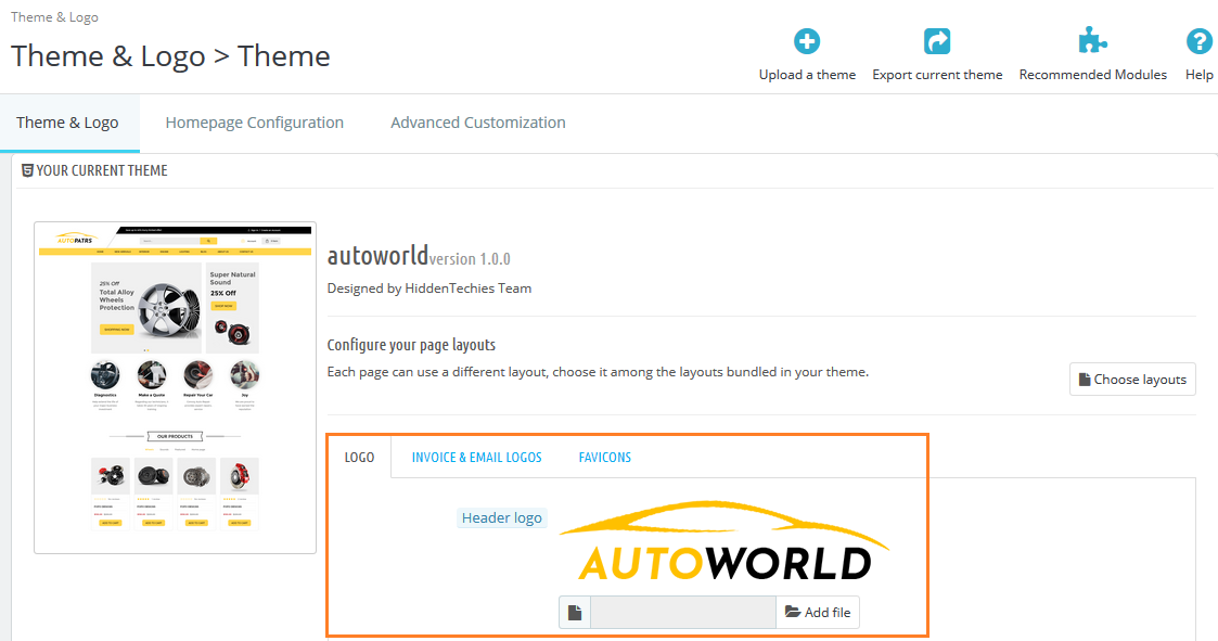 Add Your Theme Logo