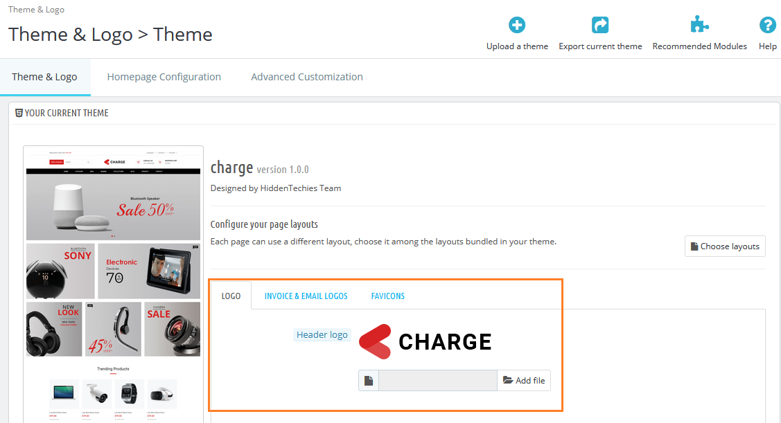 Add Your Theme Logo