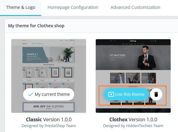 Apply Uploaded Theme