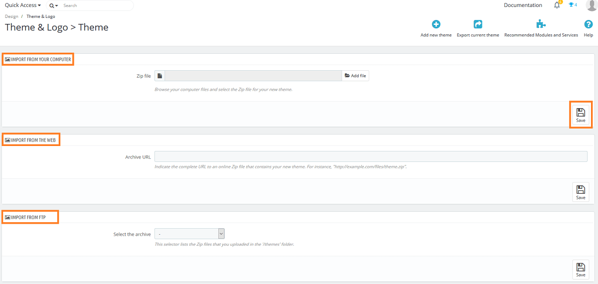 Upload New Theme