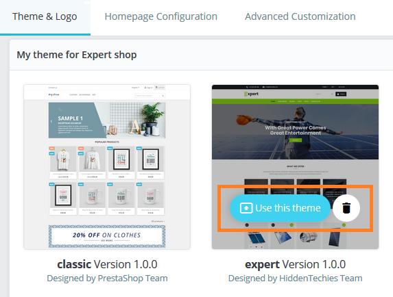 Apply Uploaded Theme