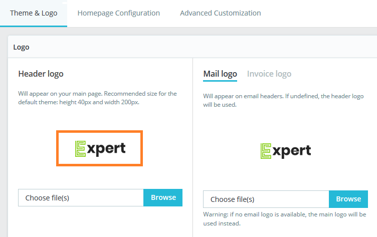 Add Your Theme Logo