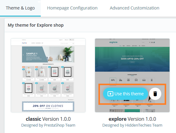 Apply Uploaded Theme