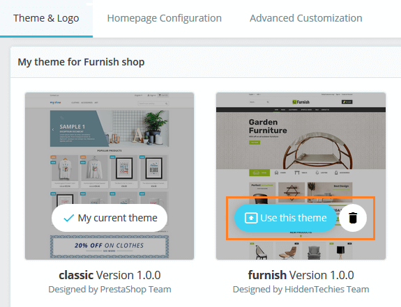 Apply Uploaded Theme