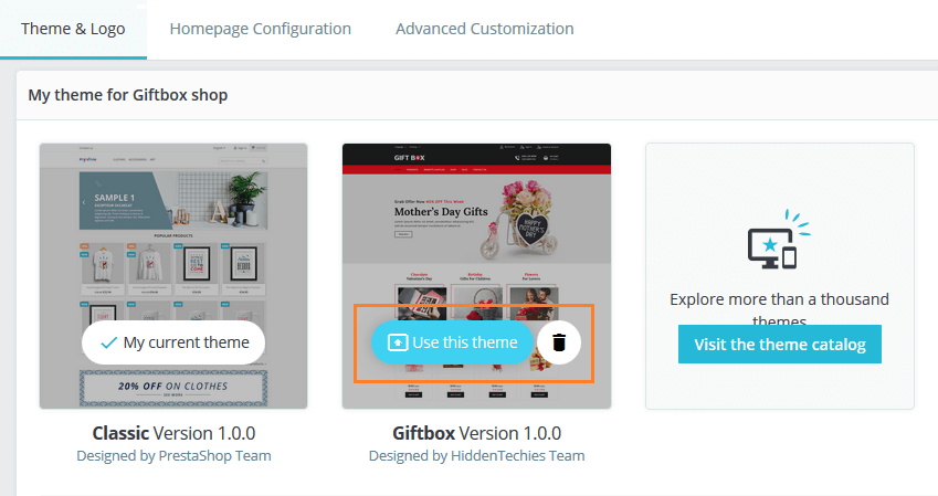 Apply Uploaded Theme