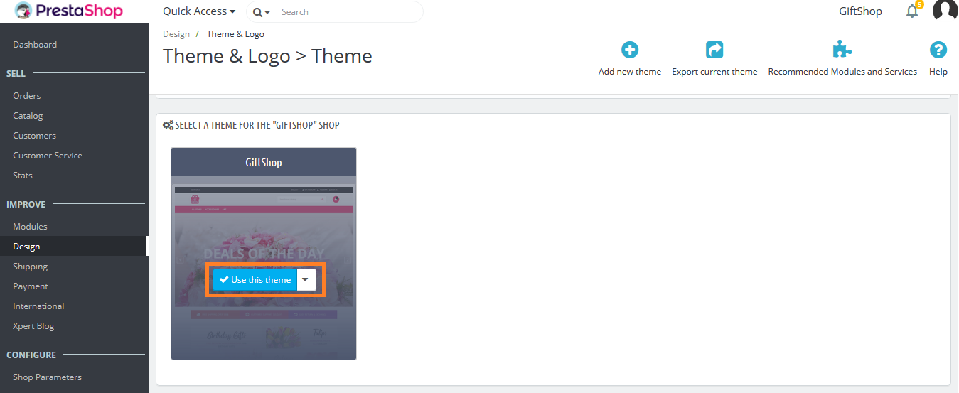 Apply Uploaded Theme