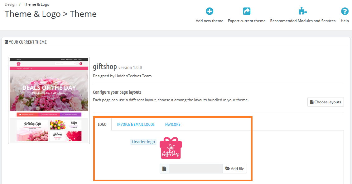 Add Your Theme Logo