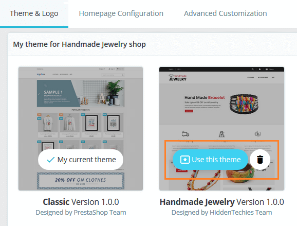 Apply Uploaded Theme