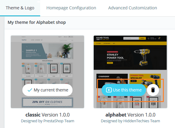 Apply Uploaded Theme