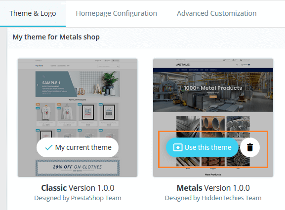 Apply Uploaded Theme