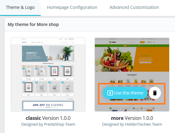 Apply Uploaded Theme