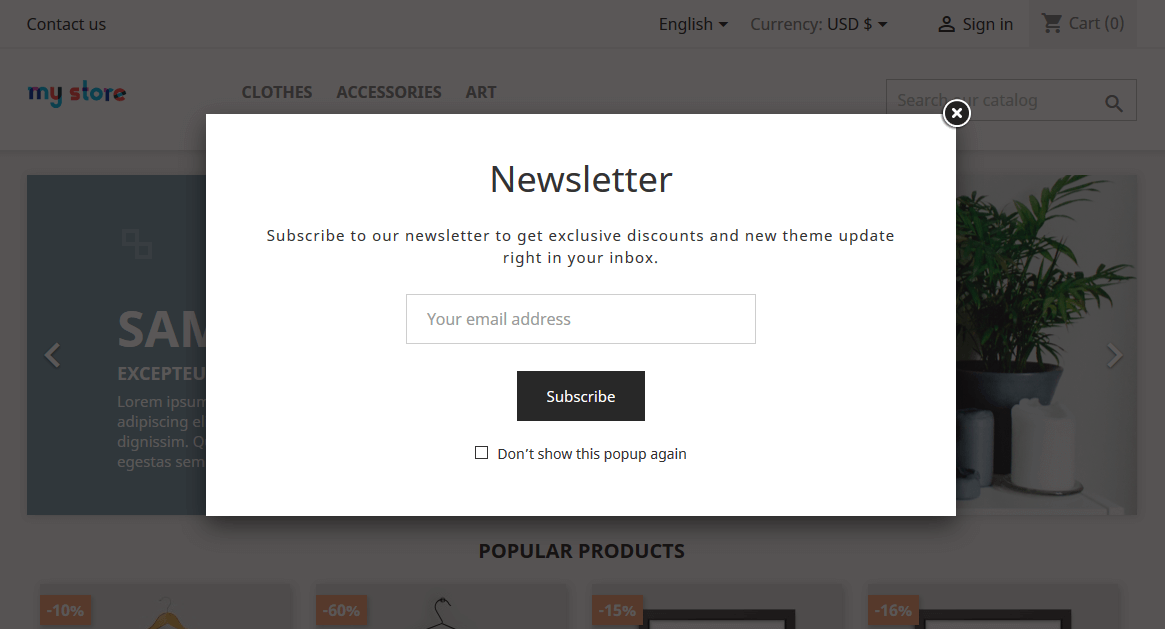 Newsletter Popup Demo Layout1 