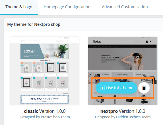 Apply Uploaded Theme