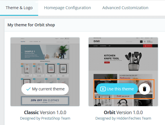 Apply Uploaded Theme