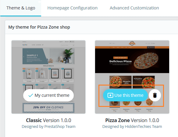 Apply Uploaded Theme